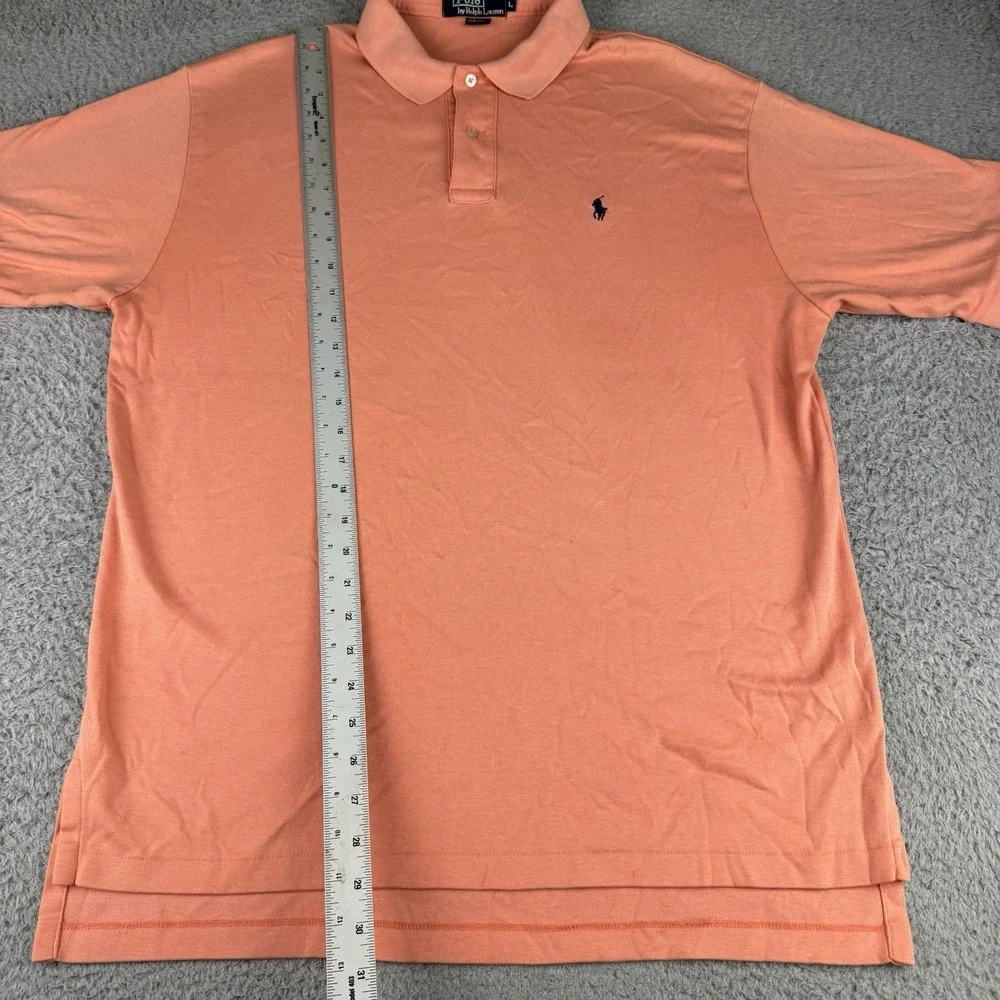 Polo Ralph Lauren Mens Cotton Pique Polo Shirt Size Large Peach Made In USA